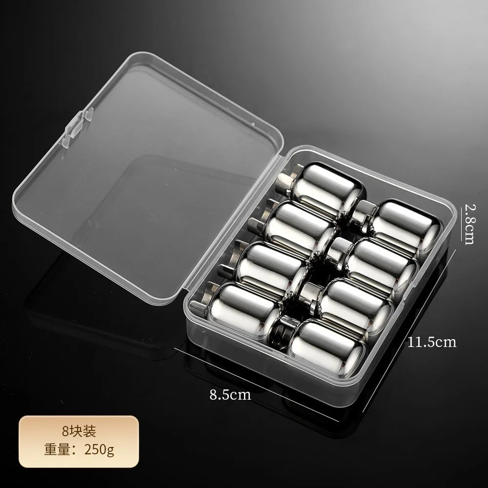 Stainless Steel Ice Cubes Whiskeygas Cylinders Ice Cube Cooler Reusable Whisky Ice Stone Whisky Rocks Bar Wine Cooler Oasis Select 8pcs