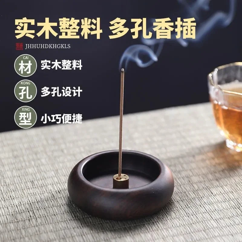 North American Black Walnut Solid Wood Incense Stick Handmade Tea Ceremony Round Incense Burner Agarwood Tray Holder Oasis Select