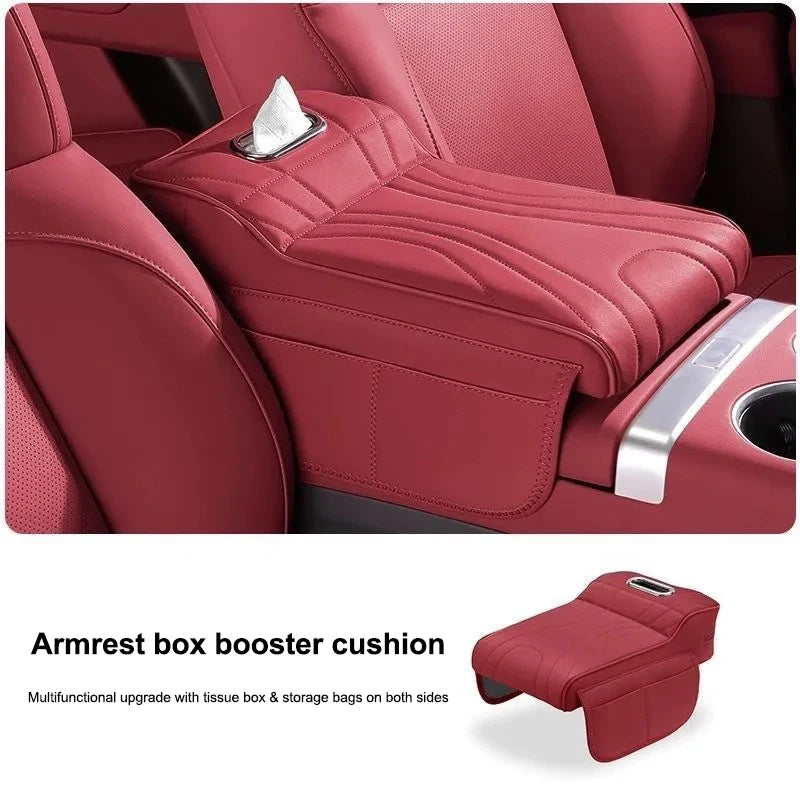 Enhanced Car Armrest Cushion with Tissue Box: Thicker Side Extension Pad for Console Oasis Select A7