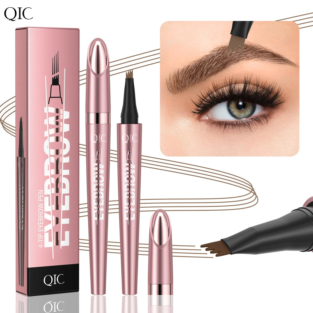 QIC 4-Tip Waterproof Eyebrow Pen – 6 Colors | Natural Look