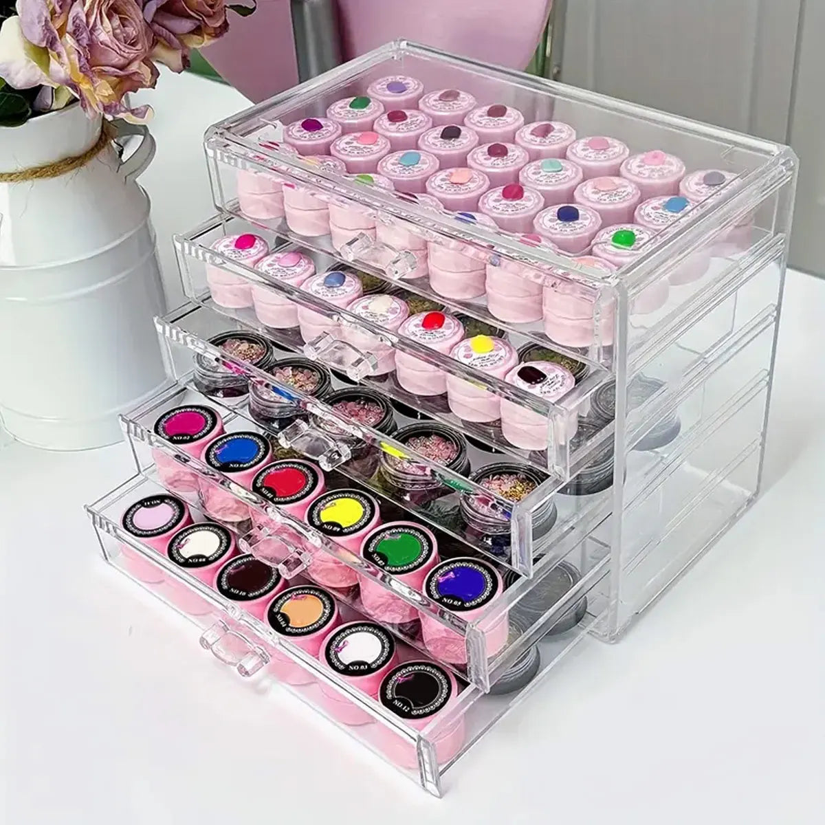 1pc,Nail polish storage box, nail polish display box, transparent multi-layer storage rack, cosmetics, lipstick, jewelry storage Oasis Select