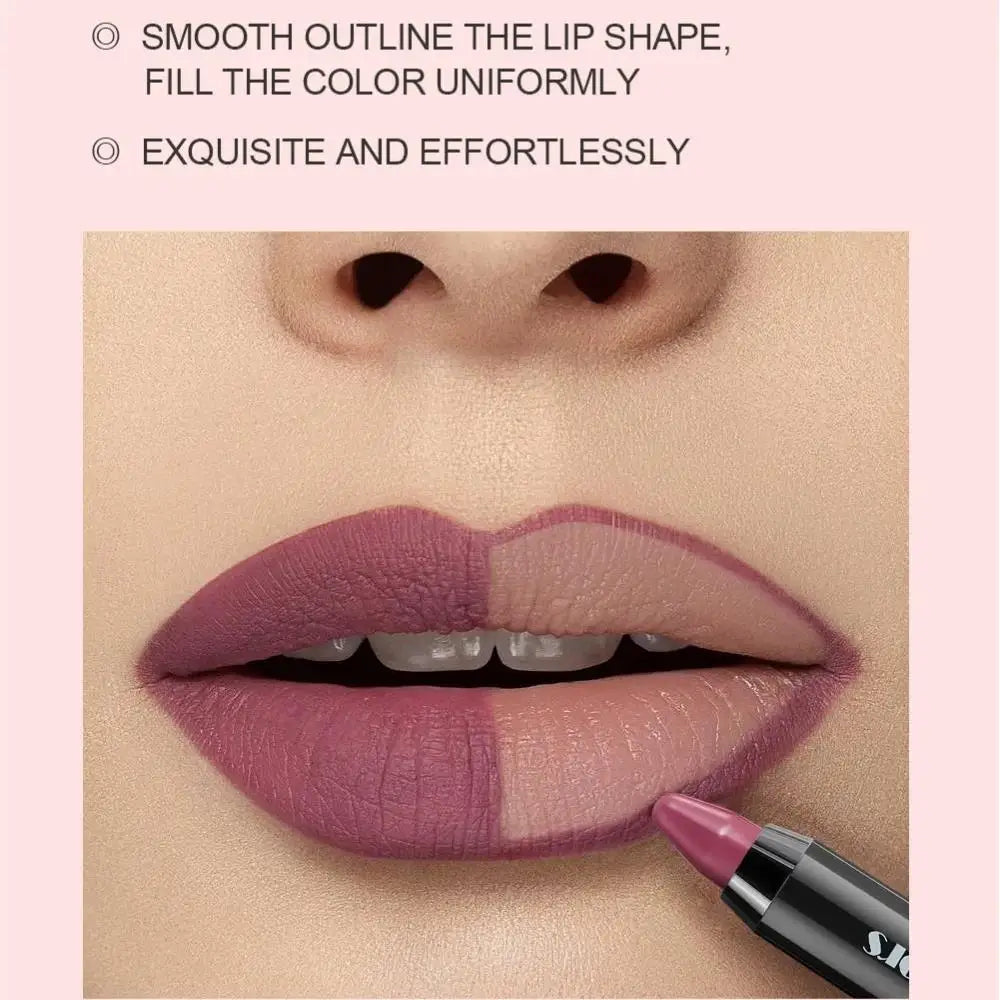 Waterproof Matte Lip Liner Pen Grey Pink Nude Non Stick Cup Long Lasting Contour Tint Crayon Lipstick Sexy Red Makeup Cosmetic Oasis Select