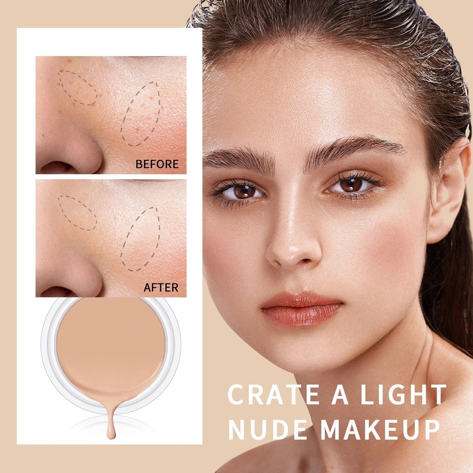 QIC High Coverage Waterproof Concealer Cream – All Skin Types