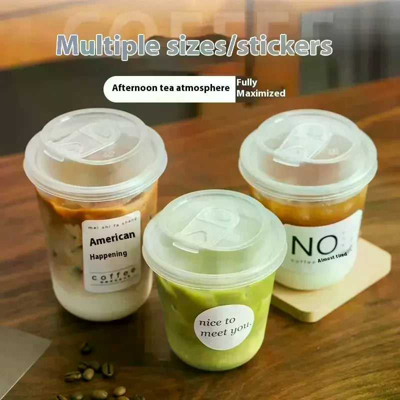 10pcs Transparent Coffee Cups With Lids U-shaped Disposable Cups For Hot Drink Milk Tea Takeaway Beverage Cups Oasis Select