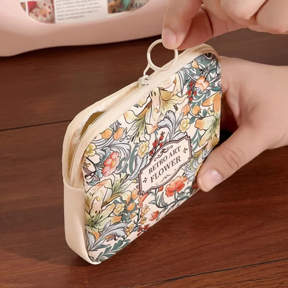 Women Girls Cosmetic Makeup Bag Coin Purse Large Capacity Sanitary Pads Bag Portable Mini Data Cables Organizer Multipurpose Oasis Select