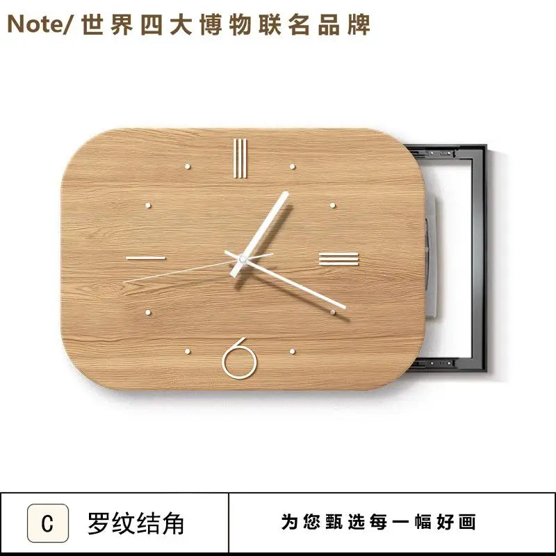 The New Chinese Ancient Decorative Painting with Time Clock Meter Box Block Distribution Box Hanging Picture Decorative Clock Oasis Select C 82 x59cm right shift