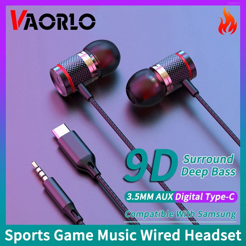 Digital Chip Wired Earphone 3.5mm AUX/Type C In-Ear 9D HiFi Surround Heavy Bass In-Ear Headsets For Samsung Huawei Xiaomi MP3 PC Oasis Select
