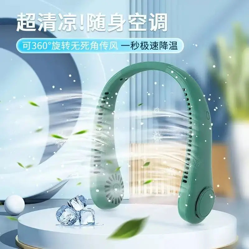 3000mAh Bladeless Neck Fan – USB Rechargeable, 5-Speed, LED Display