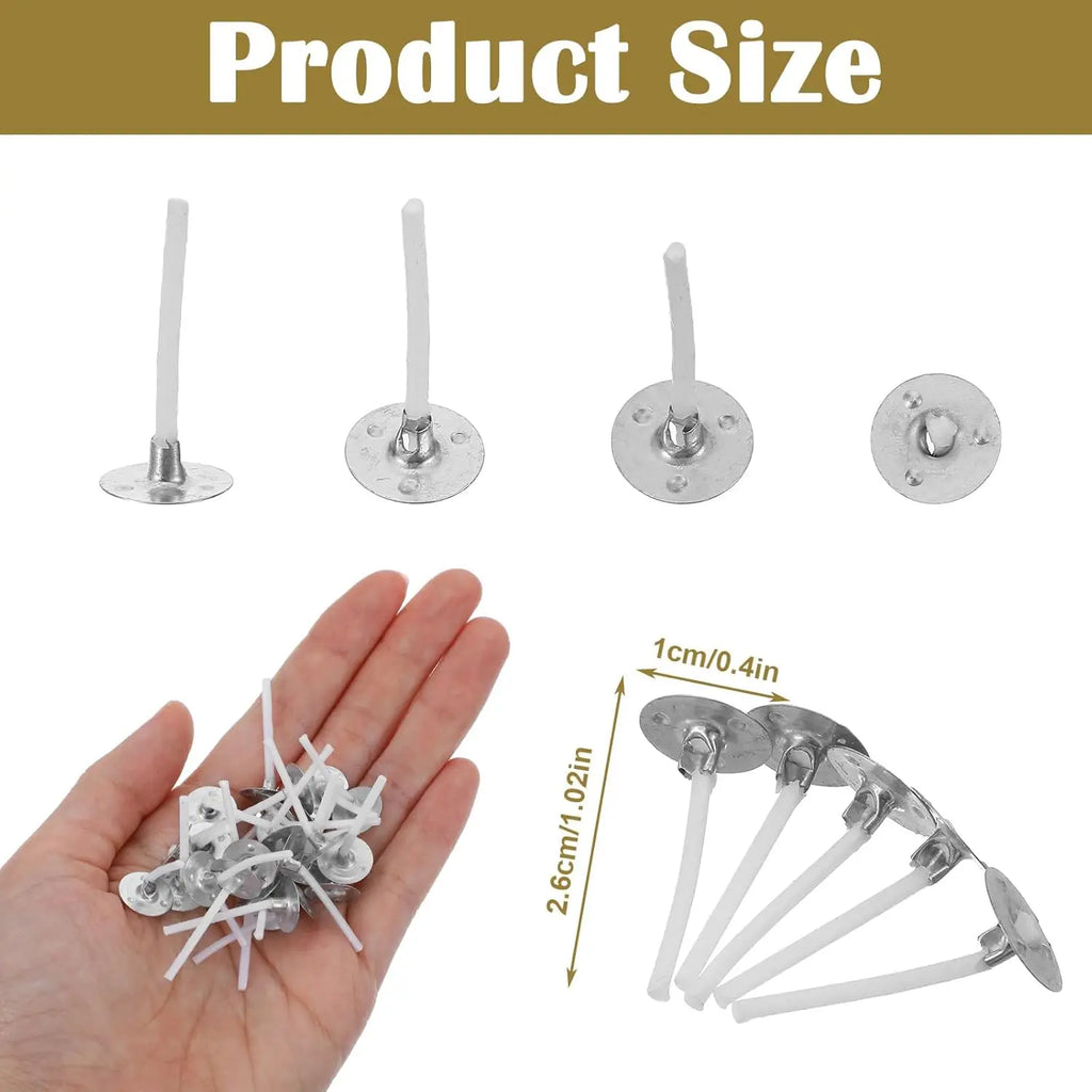 50/100Pcs Tea Light Candle Wicks, 1.02 inch Pre-Waxed Wick with Base, Pre-Waxed Wicks for Soy Wax Candle Making Oasis Select
