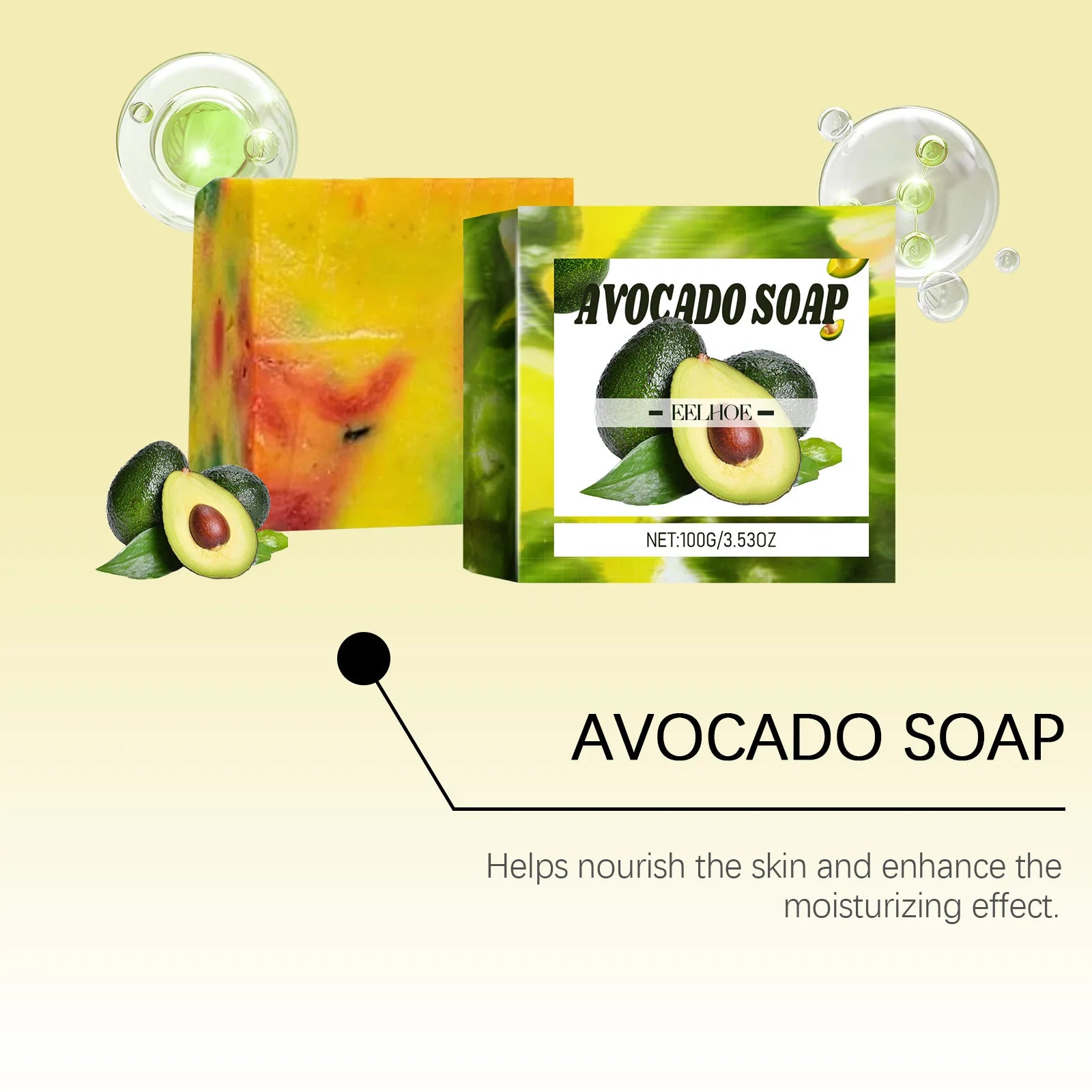 Avocado Soap Body Cleansing Moisturizing Oil Control Smoothing Skin Tender Skin Even Tone Remove Dirt Rejuvenated Skin Body Care Oasis Select