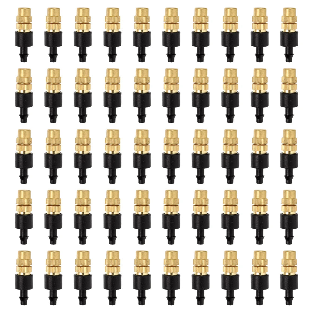 50Pcs Misting Nozzles Adjustable Brass Spray Nozzle Garden Hose Sprinkler Head Atomizing Nozzle Outdoor Garden Equipment Oasis Select