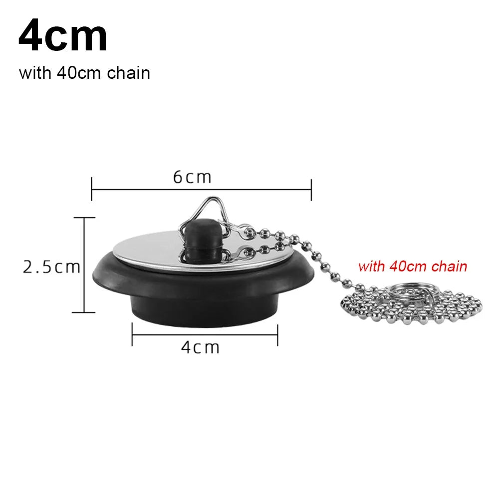 1Pcs Durable Rubber Tub Stopper With Chain Universal Bath Tub Drain 4/4.3/5cm With Hanging Ring Bathtub Plug Bathtub Accessories Oasis Select 4cm
