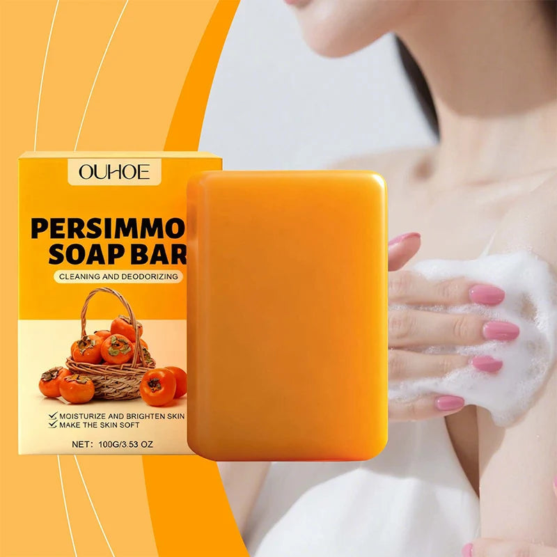 Persimmon Fruity Aroma Honey Bath Soap Bar,Reduce Mature Skin Elderly Odor,Face Body Gentle Cleansing Refreshing Moisturizing Oasis Select