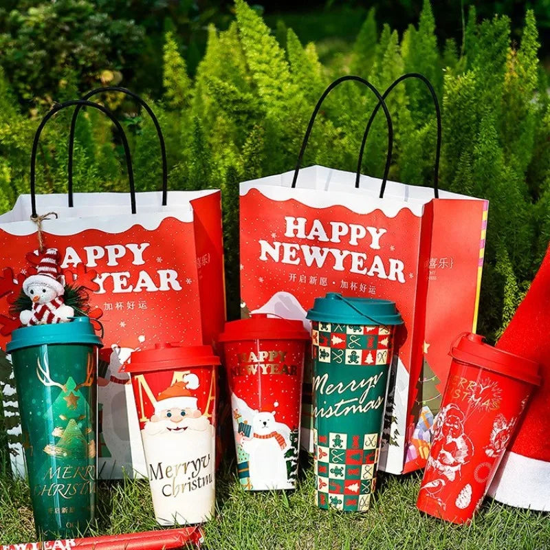 10Pcs 22oz Large Coffee Cup Set- Leakproof Thermal Mugs with Lids Travel Cups for Hot/Cold Drinks Reusable Christmas Party Cups Oasis Select