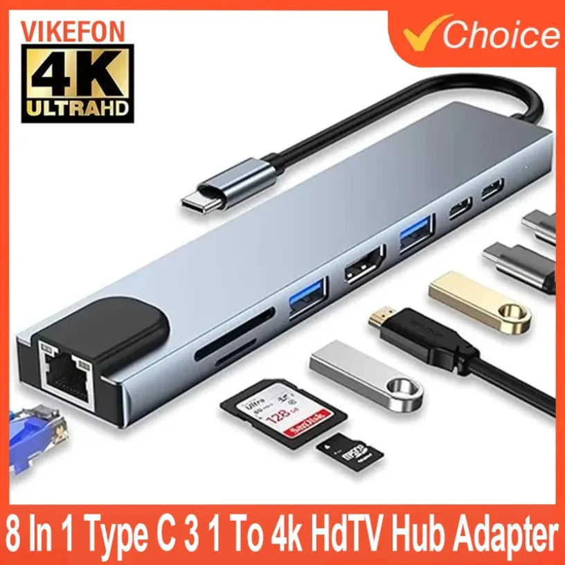 USB C HUB Type C Splitter Thunderbolt 3 Docking Station Laptop Adapter With For Macbook Air M1 iPad Pro RJ45 HDMI-compatible Oasis Select