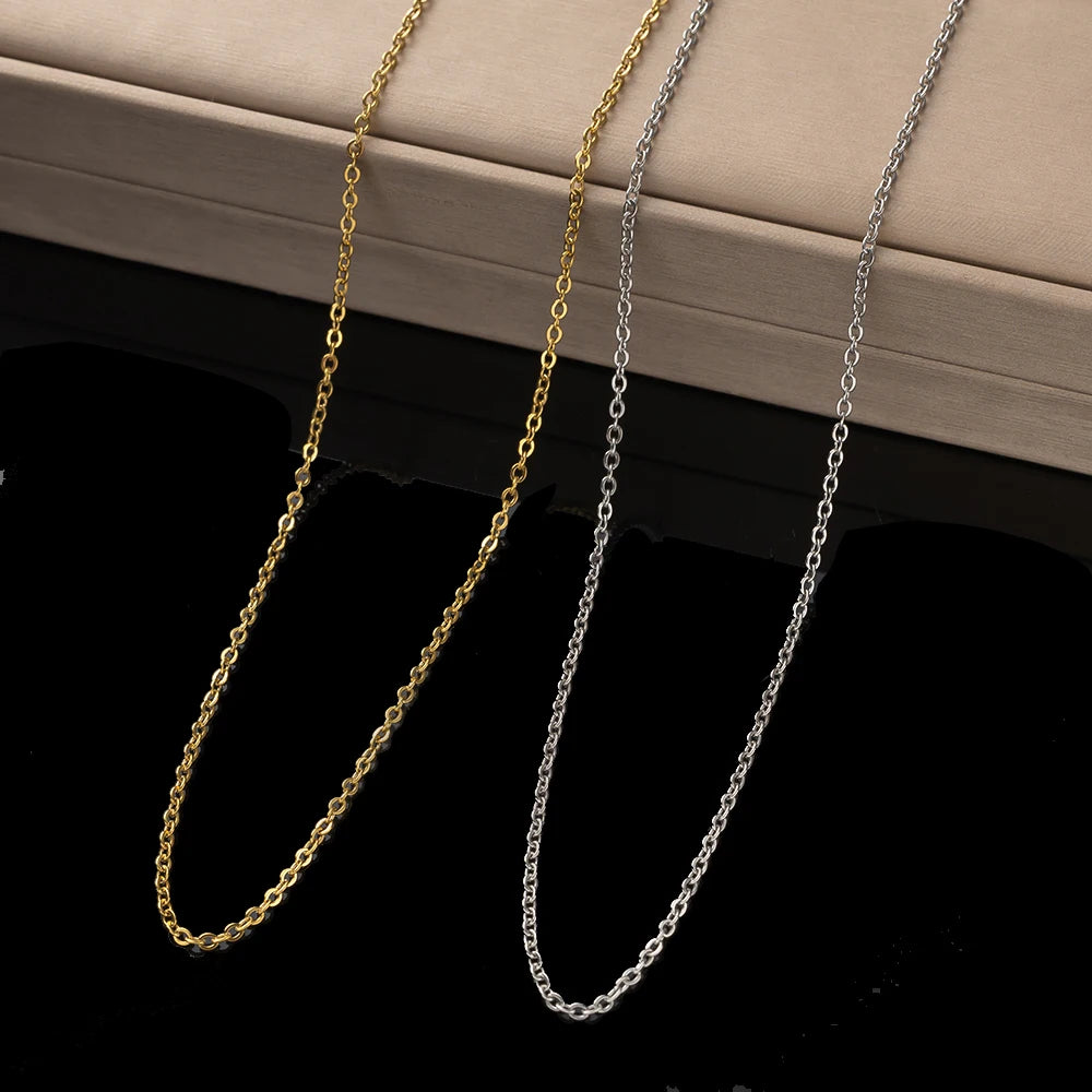 10pcs 45+5cm Gold Stainless Steel Link Cable Chain Necklace with Lobster Clasps for Men & Women Fashion Jewelry Gifts Making Oasis Select