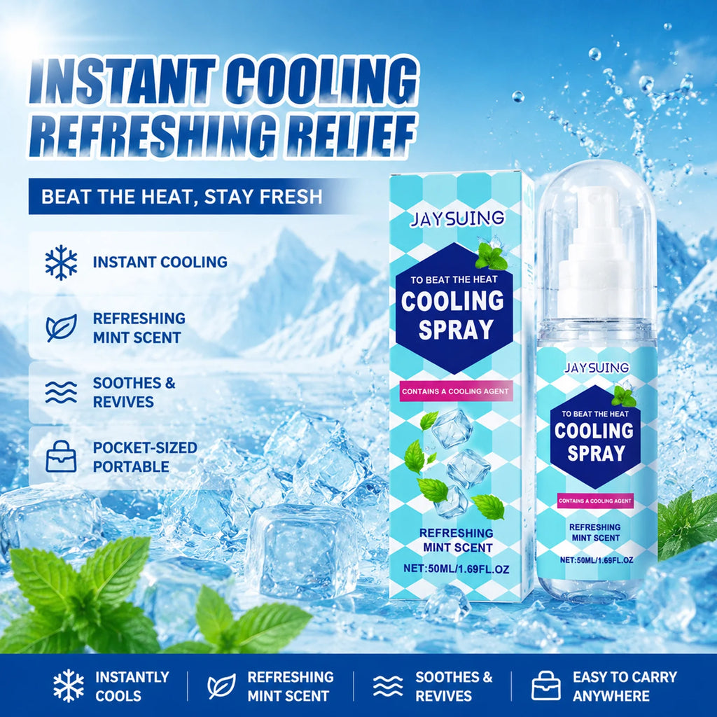 Cooling Spray Instant Cooling Spray Outdoor Mint Scent Summer Heat Relief Refreshing Skin Soothing Portable Body Cool Mist Oasis Select