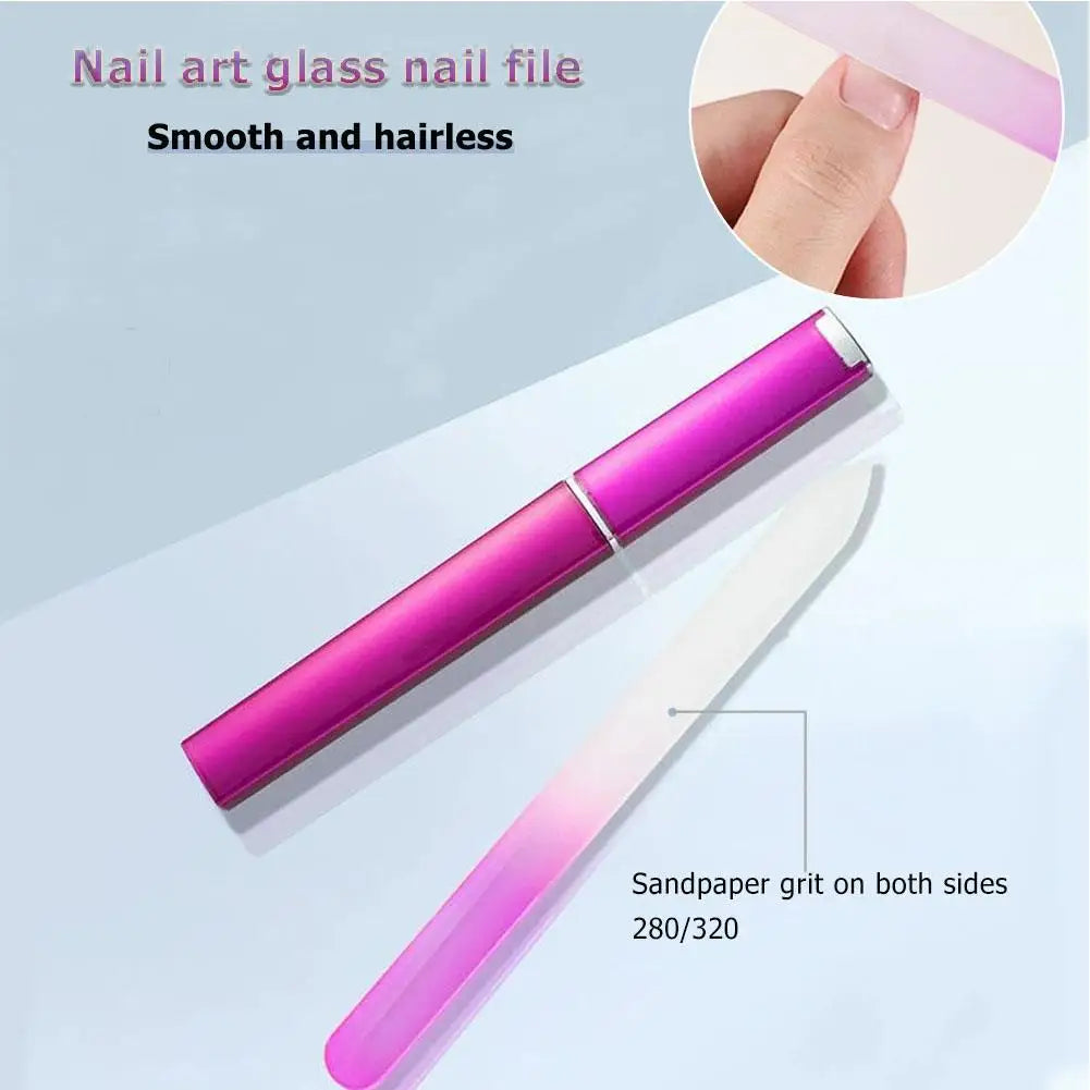 Glass Nail Files for Natural Nails Double Side Polish Crystal Fingernail File with Case Manicure Salon Nail Care for Women Girls Oasis Select