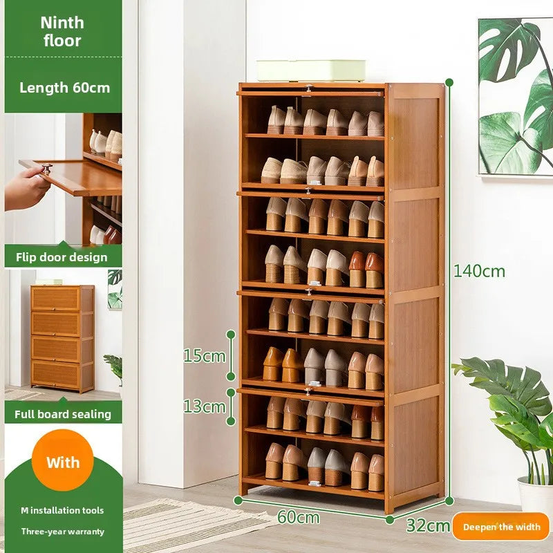 Shoe cabinet storage rack household modern door large capacity simple space saving ultra-thin solid wood Oasis Select Nine floors 60 long