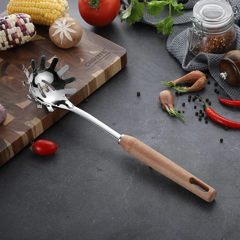 6-Piece Wooden Handle Stainless Steel Kitchen Utensil Set Kitchen Utensil Set Oasis Select 05