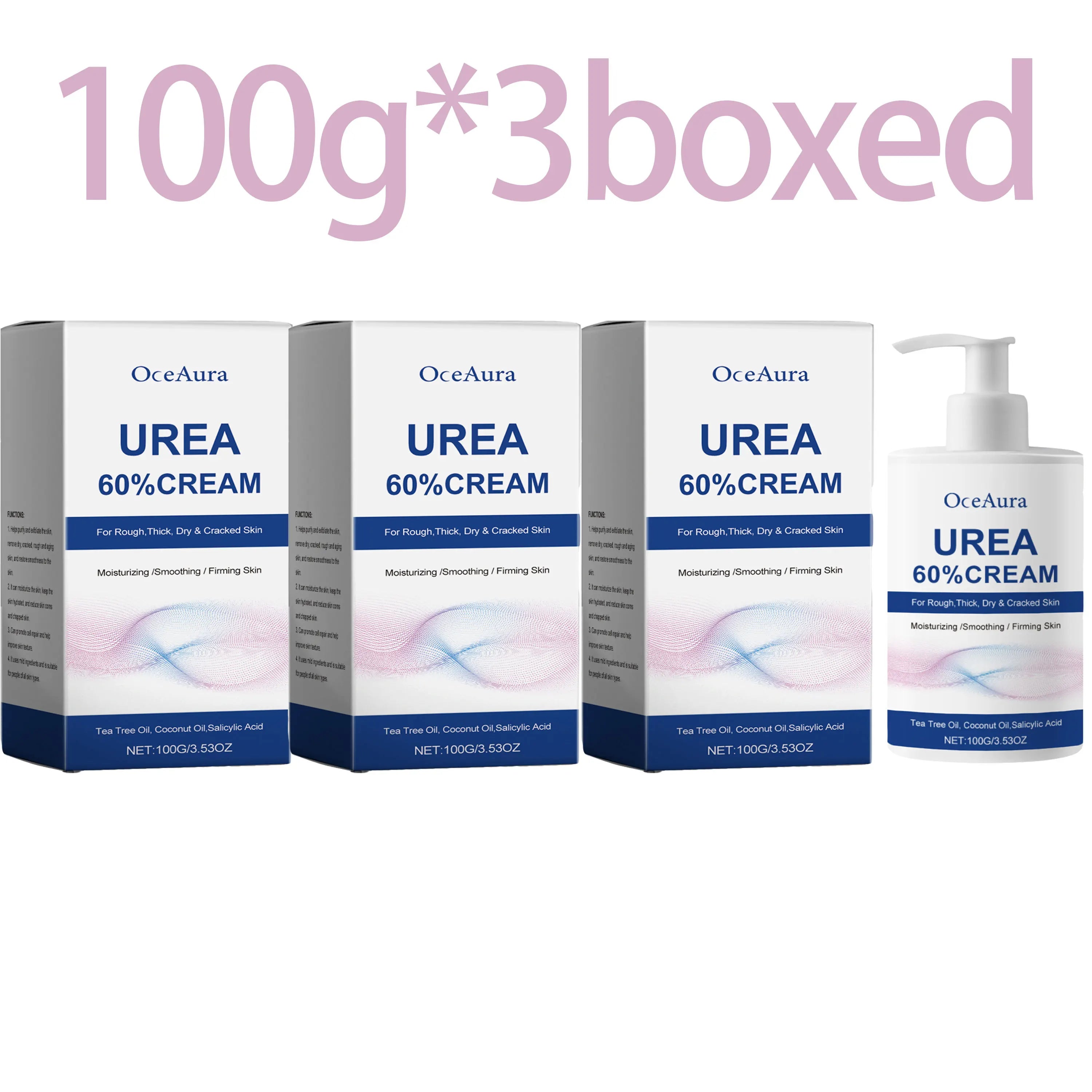60% Urea Care Foot Cream Heel Moisturizing Soft Relieve Drying Cracked Remove Calluses Dead Skin Removal Hand Foot Skin Care Oasis Select 100g X 3boxed