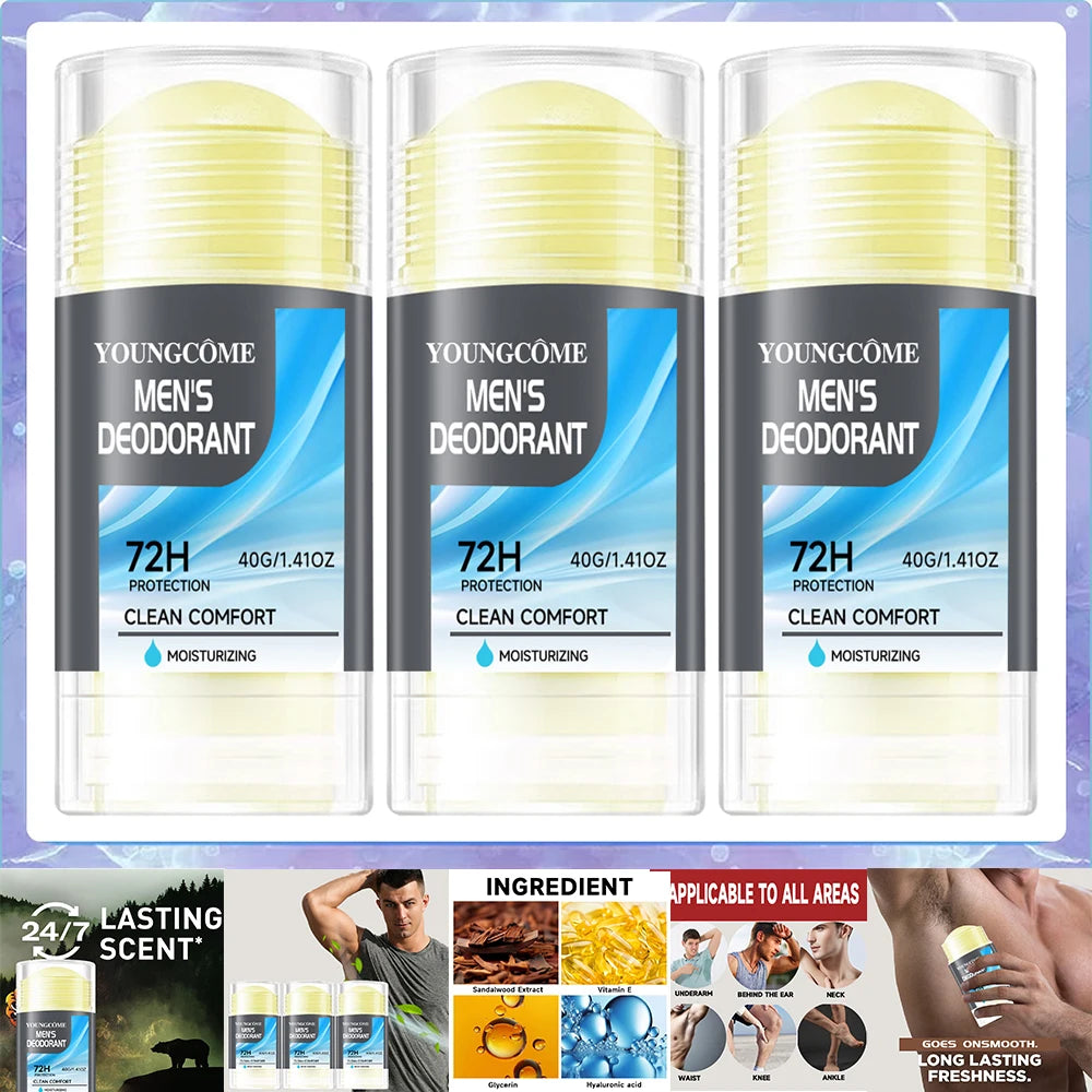 YOUNGCOME Men's Natural Deodorant Stick – Lasting Freshness 40g Men's Deodorant Stick Oasis Select 40g 3pcs
