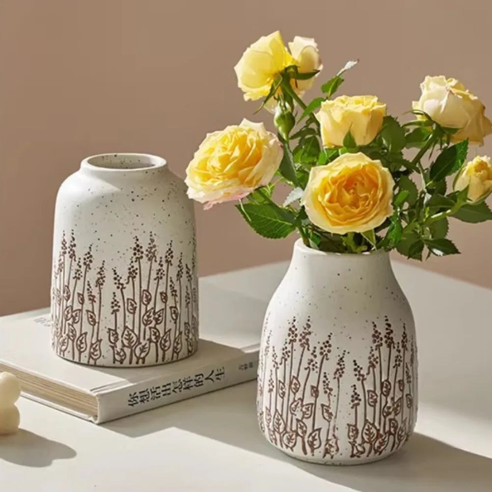 Countryside Style Ceramic Small Vase Lavender Water Nourishing Vase Living Room Table Decoration and Accessories Home Decoration Oasis Select