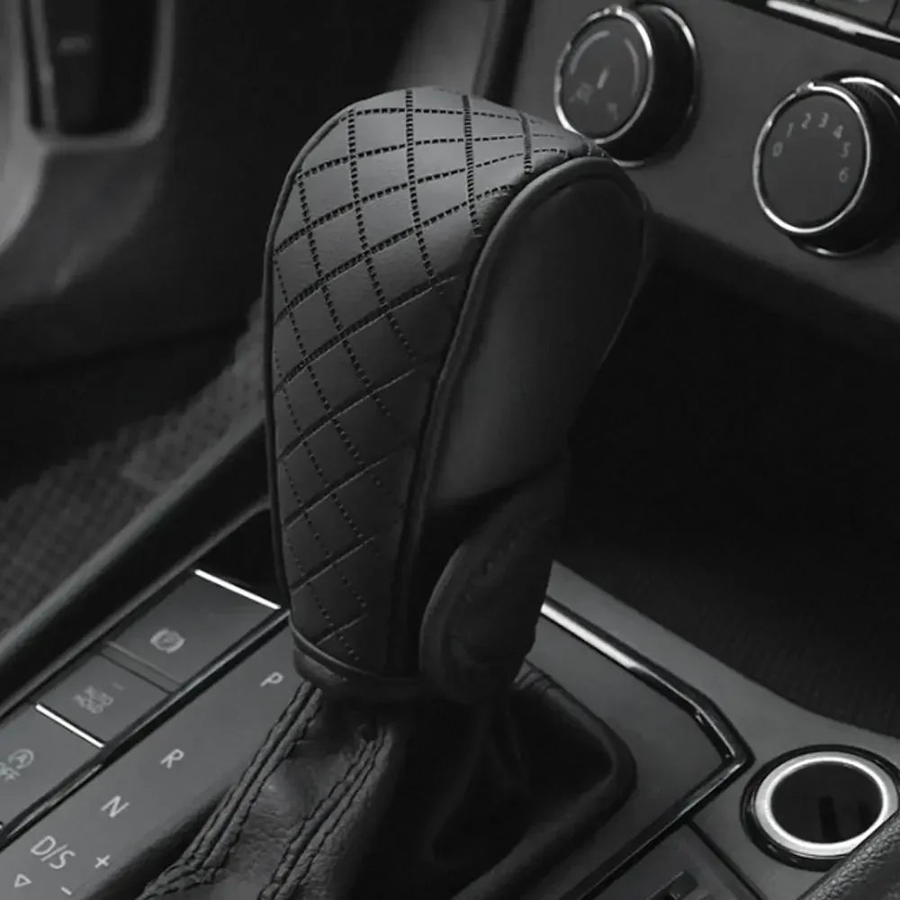 Car Shift Handle Cover PU Leather Non-Slip Wear-resistant Shift Knob Decor Protective Cover Universal Car Interior Accessories Oasis Select A
