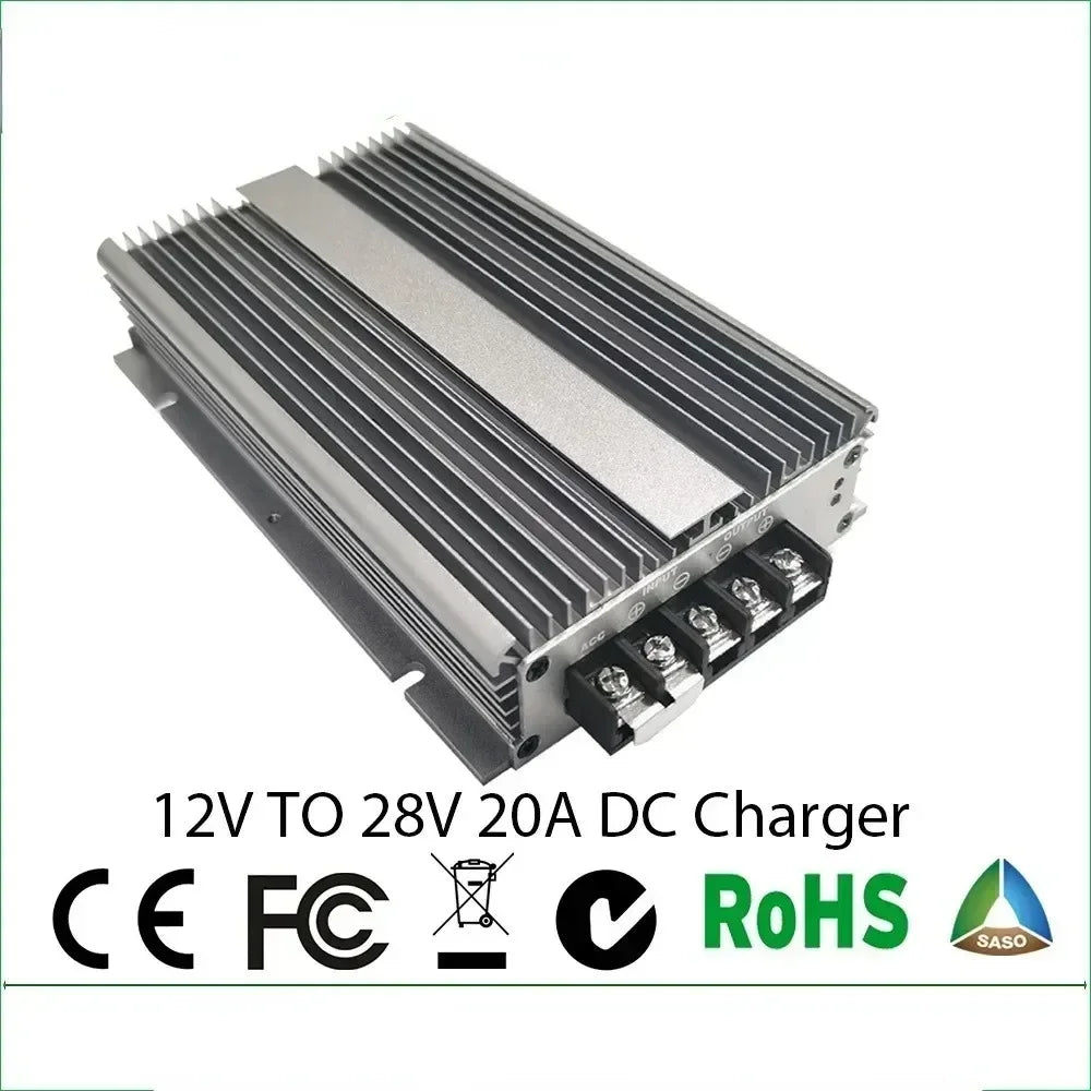 Charger 12V to 24V DC DC 10A-20A Step Up Converter For 28V Lead Acid Battery and 29.2V Lipo Auxiliary Battery RVs Boat Car Oasis Select