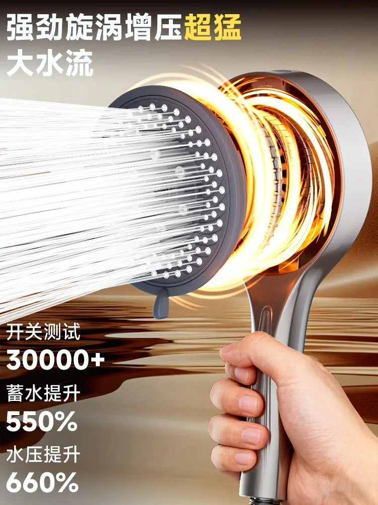 New 13CM Large Panel 7 Modes Adjustable Shower Head High Pressure Massage Shower Filter Element Home Set Bathroom Accessories Oasis Select