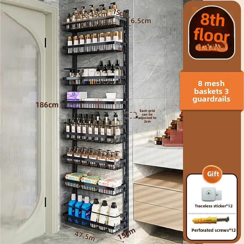 Multi-layer adjustable kitchen cabinet wall condiment seasoning rack No punching wall hanging storage shelf Oasis Select 8-1-Black-8-186 45