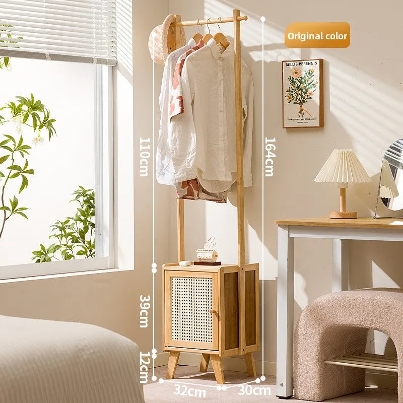 Hanger Floor to ceiling Bedroom bedside table Household dirty basket Shelf Solid wood hanger Multifunctional bedside coat rack Oasis Select primary color