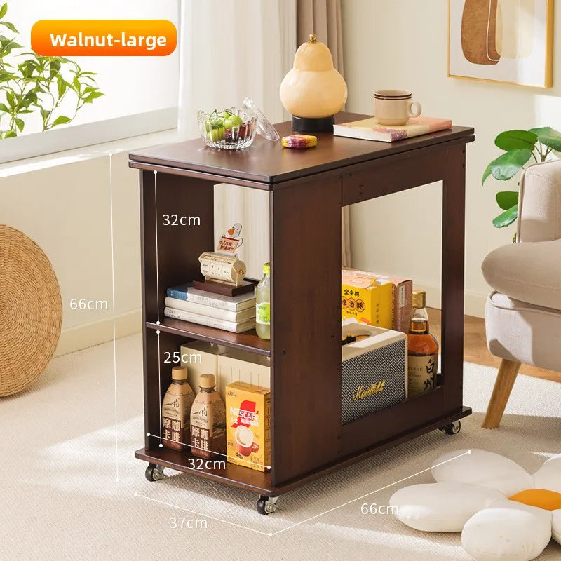 Nordic style solid wood folding movable coffee table side table rectangular chess table small apartment dining table Oasis Select Walnut large