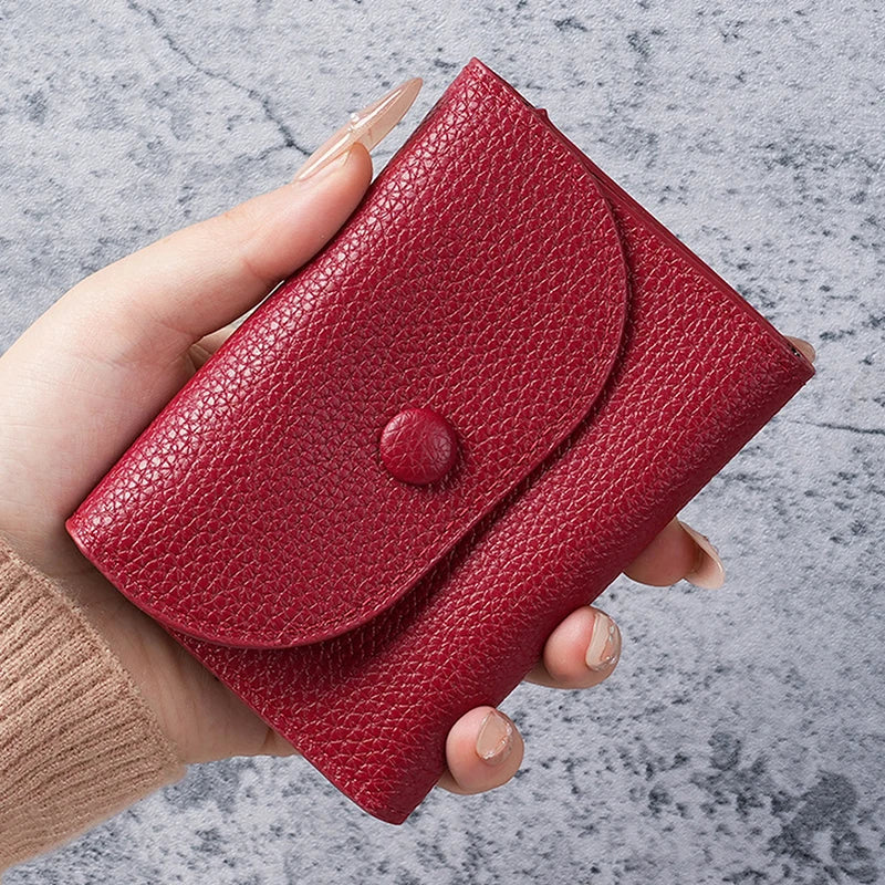 Women Wallets PU Leather Female Purse Mini Hasp Solid Multi-Cards Holder Coin Short Wallets Slim Small Wallet Zipper Hasp Oasis Select Red