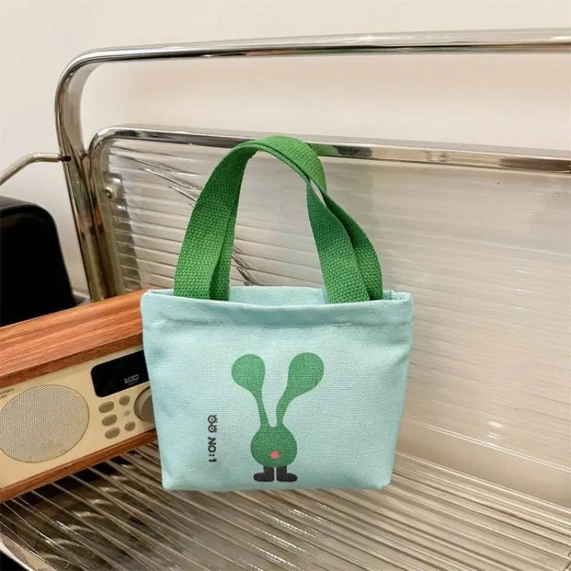 Canvas Bag Korean Style Small Bags Women's Handbag Mini Hand Snack Bag Lunch Bag Oasis Select Light green