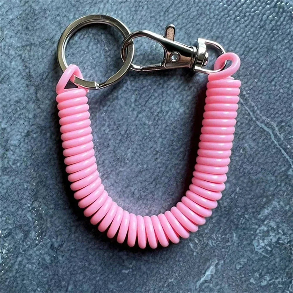 1/2/4pcs Spiral Telescopic Spring Coil Keychain Anti-Theft And Anti Loss Pull Rope Safety Keyring, With Metal Lobster Buckle Oasis Select D