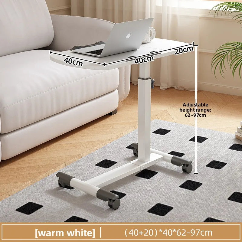 Multi-functional Mobile lifting bedside table Standing use Office lifting small table Oasis Select White B