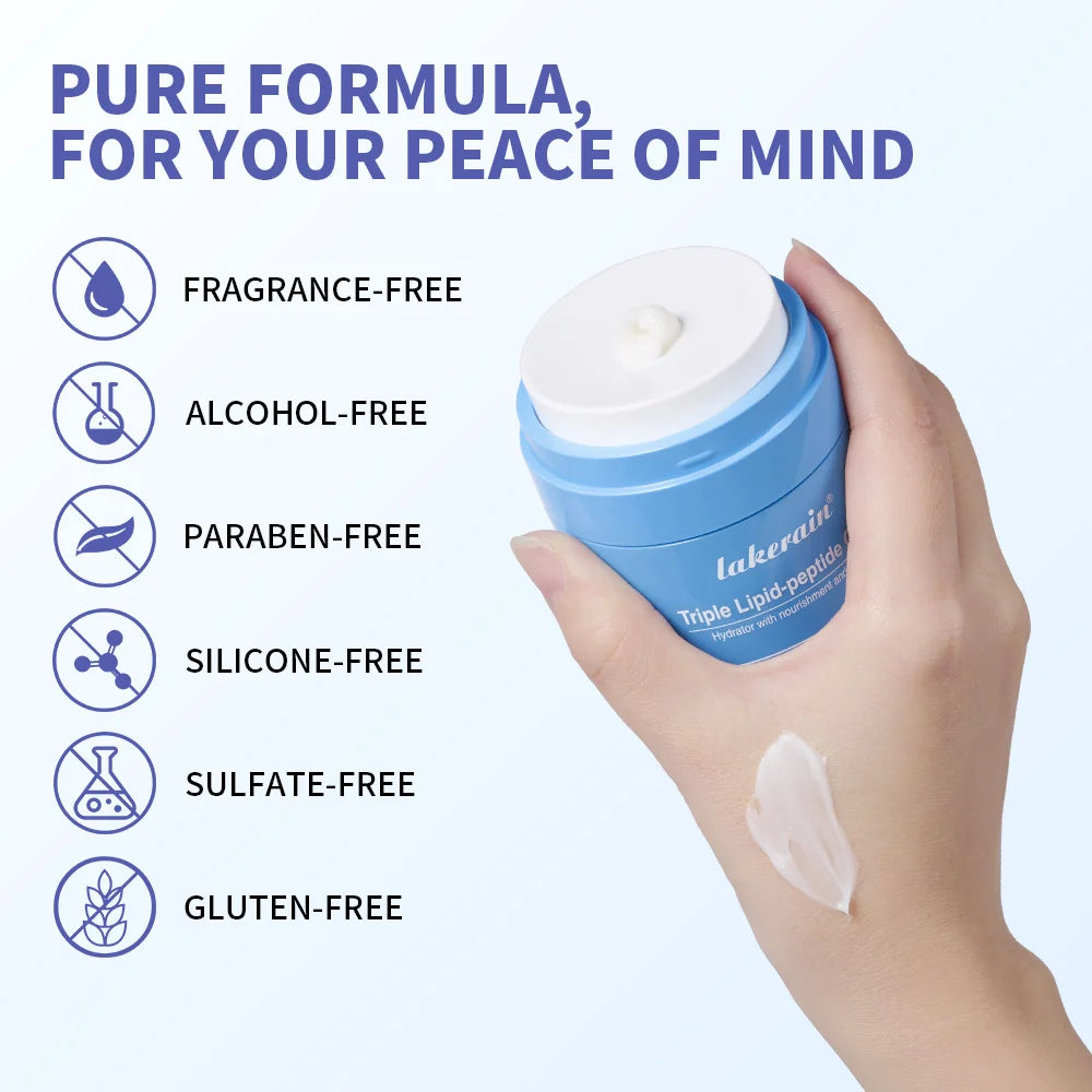 Triple Lipid Peptide Cream Long Lasting Hydration Moisturizer For Dry Normal Sensitive Skin Brighten Skin Care Non-Comedogenic Oasis Select