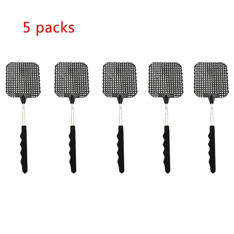 1/3/5PCS Fly Swatter Mosquito Swatter Stainless Steel Retractable Swatter, Fly Repellent Supplies, Suitable for Home, Shop Oasis Select 5pcs black L