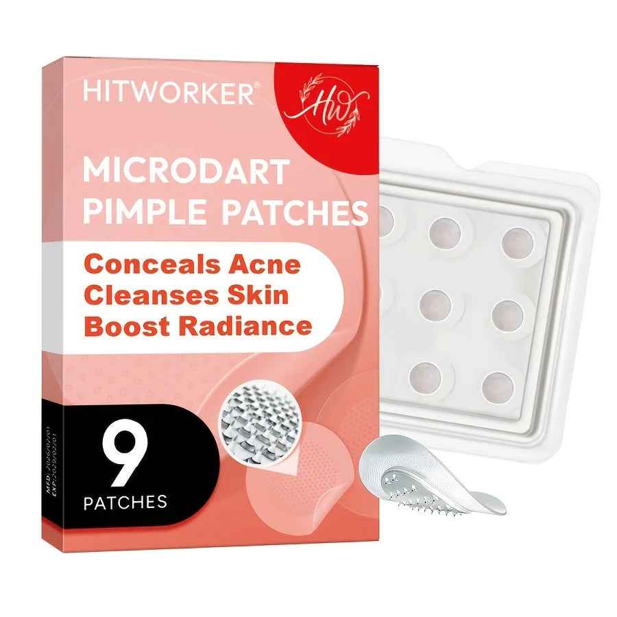 9 Hitworker microneedle acne patches. 24-hour protection, invisible coverage, non irritating tea tree oil essence, suitable for Oasis Select 9pcs