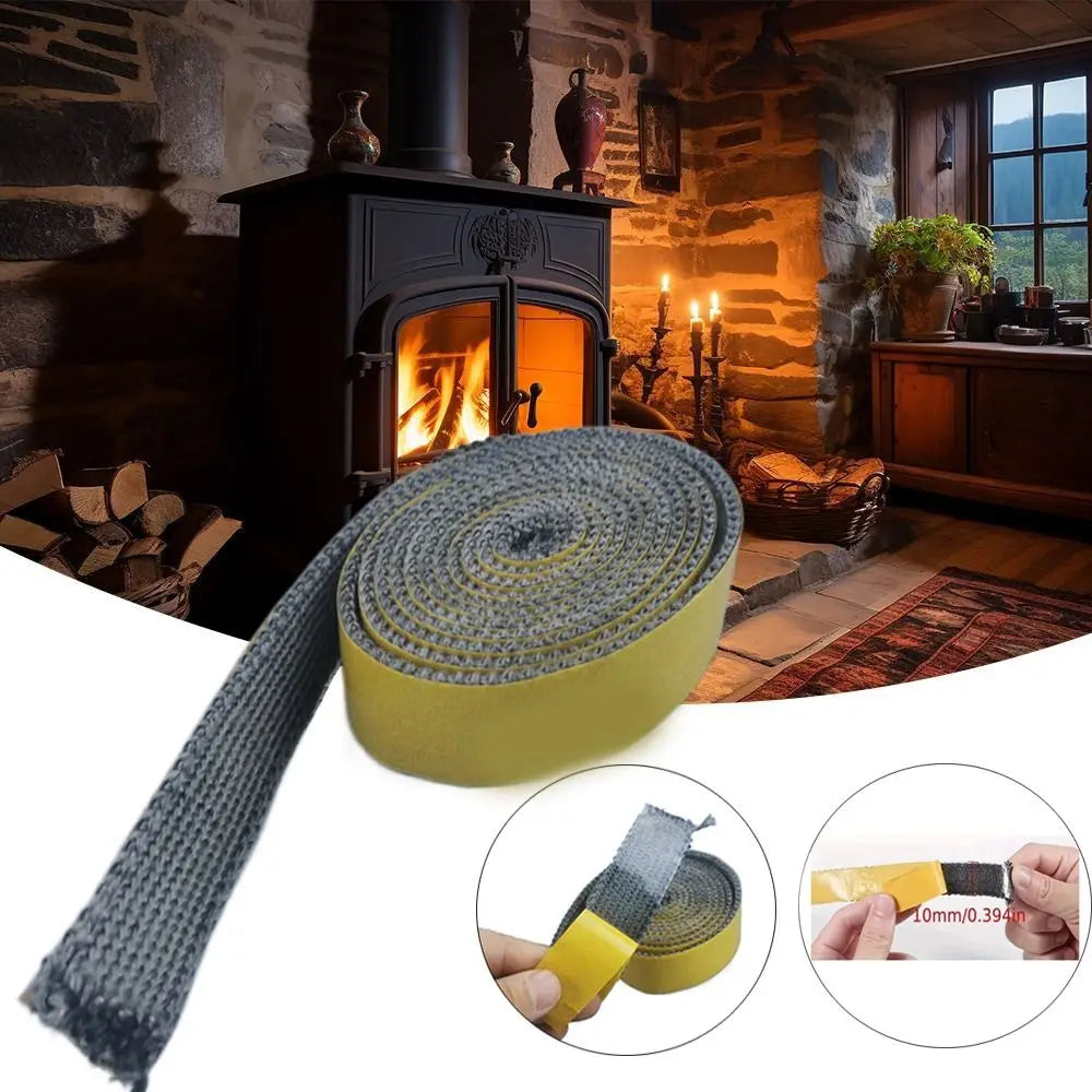 Self Adhesive Fireplace Seal Rope Fiberglass Heat Resistant Fireplace Door Gasket Flat Wood Stove Gasket Tape Oasis Select