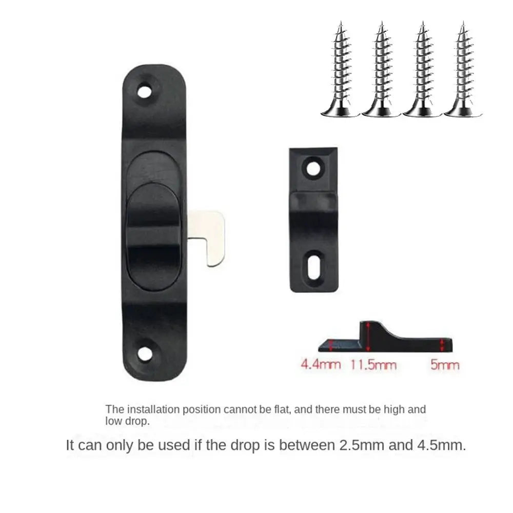 Aluminium Alloy Sliding Pull Door Lock Hardware Anti Theft Window Hook Lock Multifunctional Push-Pull Door lock buckle Window Oasis Select Black