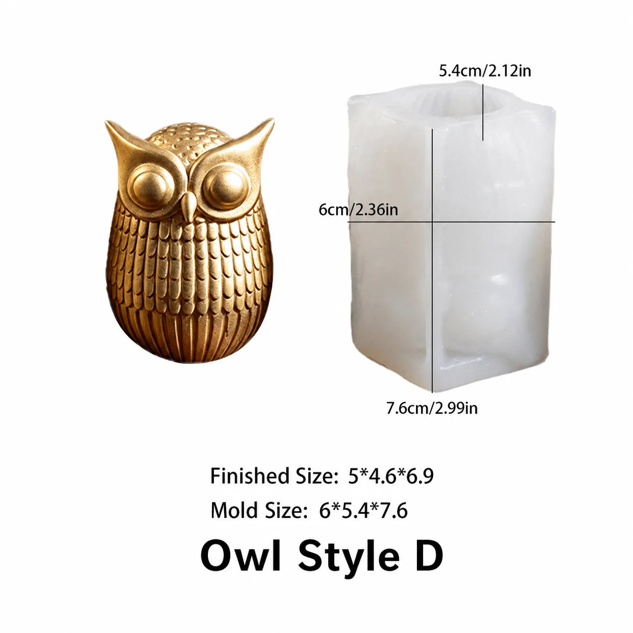 Owl Plaster Mold Translucent Silicone Candle Molds 3d Owl Silicone Mold Compact Owl Candle Mold For Handmade Gift Craft Teaching Oasis Select Clear White Gold D
