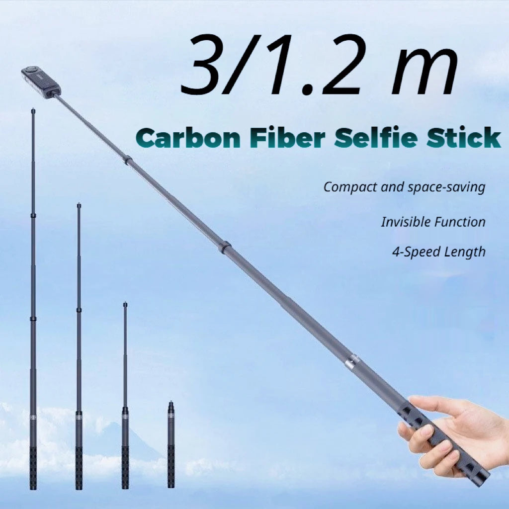 Carbon Fiber Invisible Selfie Stick 1.2M–3M | DJI Insta360