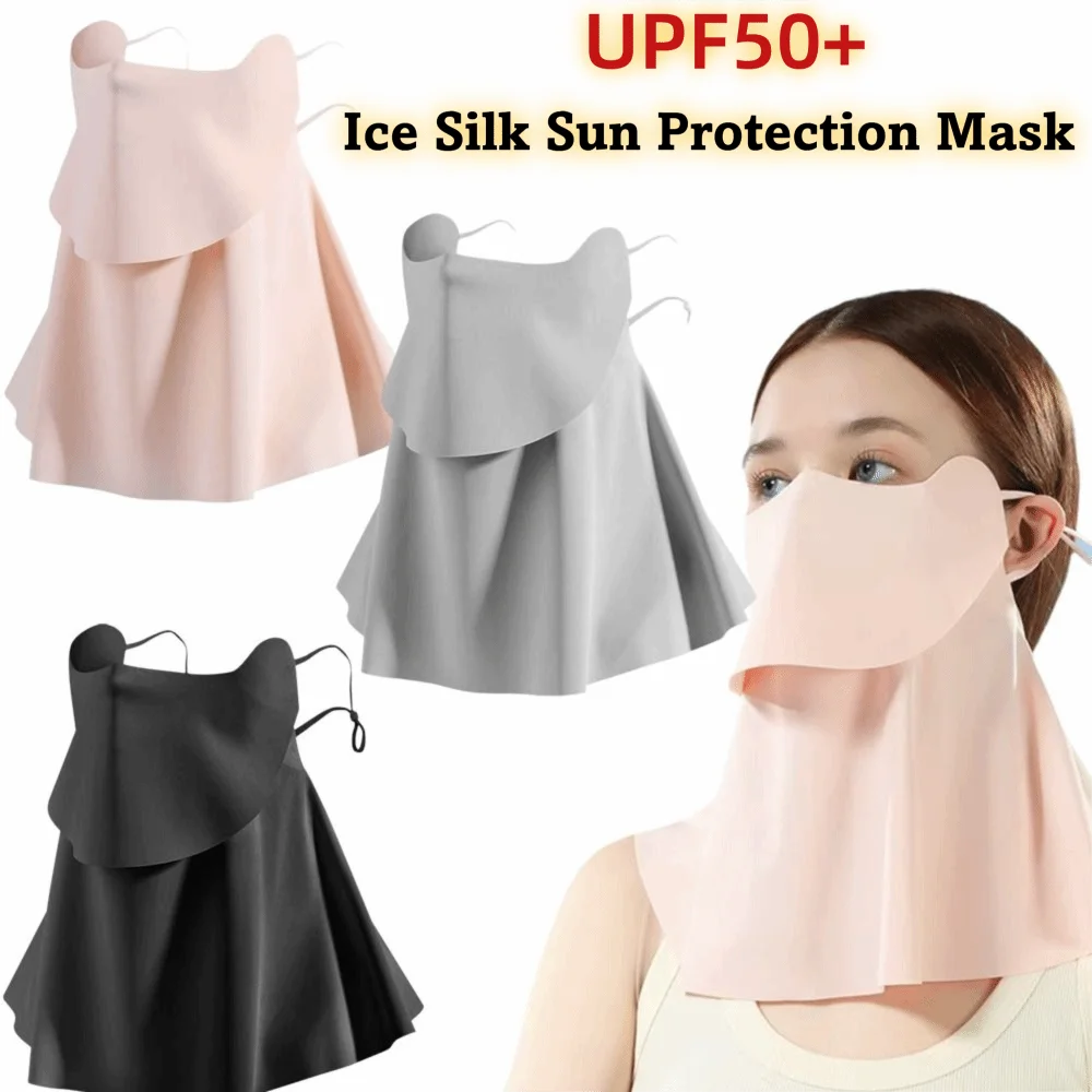 UPF50+ Ice Silk Face Mask Full Face Cover Breathable Fabric UV Protection Mask Half Face Cover 360° Coverage Oasis Select