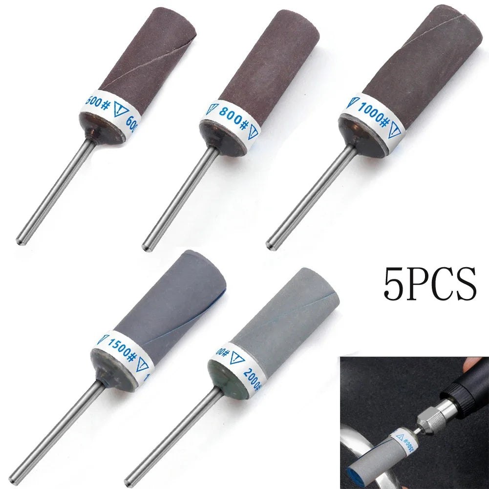 5pcs Sandpaper Stick Grinding Head P800-P2000 Sanding Paper Rod Grinding Head For Mirror Polishing Metal Wood Jwellery Oasis Select