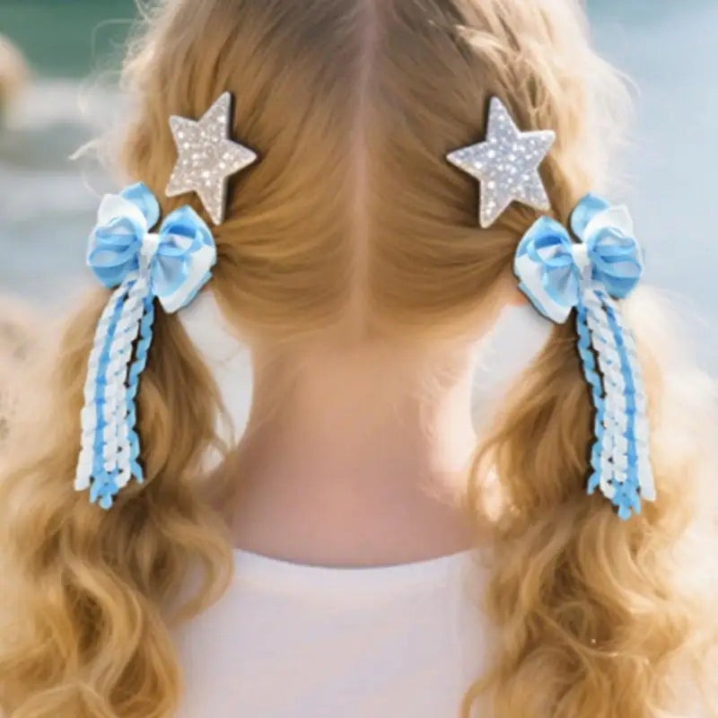 Festival Bow Hair Clips – Curly Ribbon Tassel Hairpins for Girls Hair Bow Clip Oasis Select