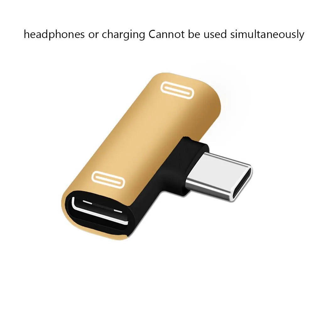 USB C Splitter Type C Male to Dual Type C Female Earphones Charger Adapter Splitter Converter Oasis Select gold