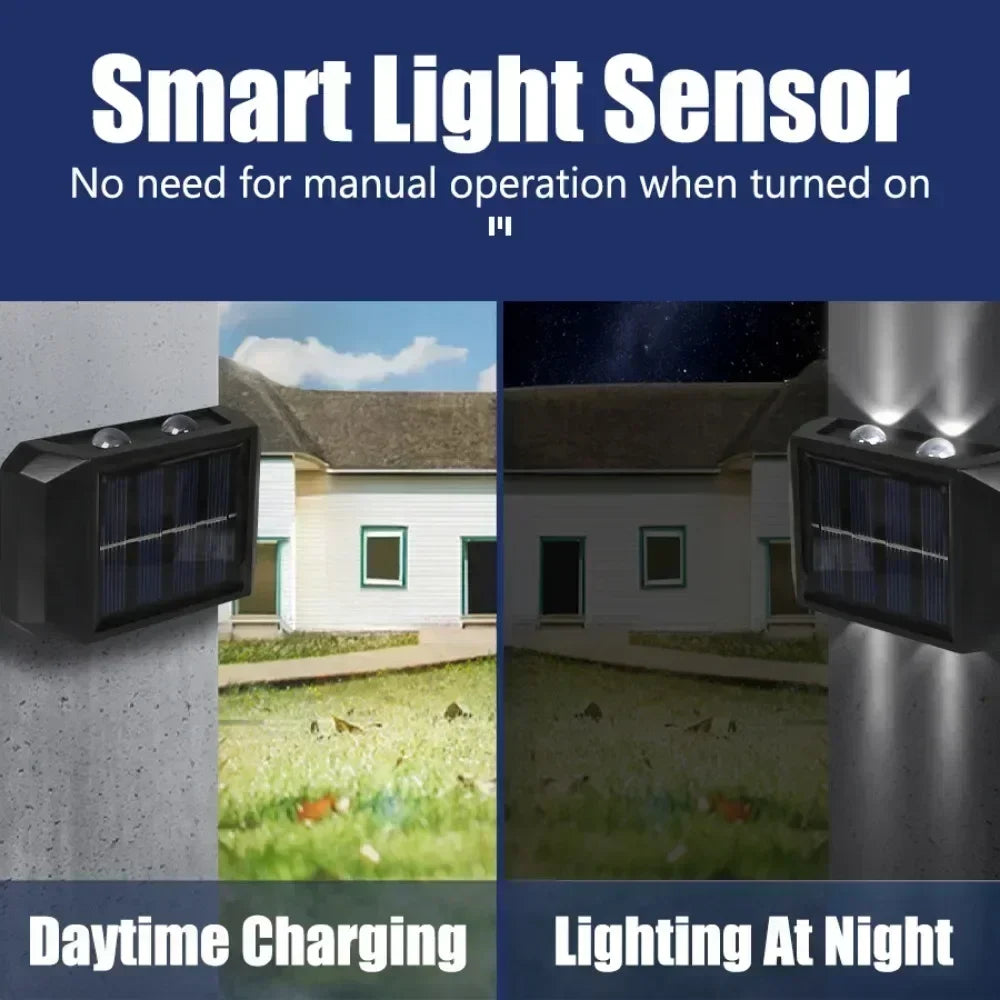 Solar Wall Light IP65 Waterproof LED Safety Light Up Down Lighting Easy Install Outdoor Patio Yard Garden Street Landscape Decor Oasis Select