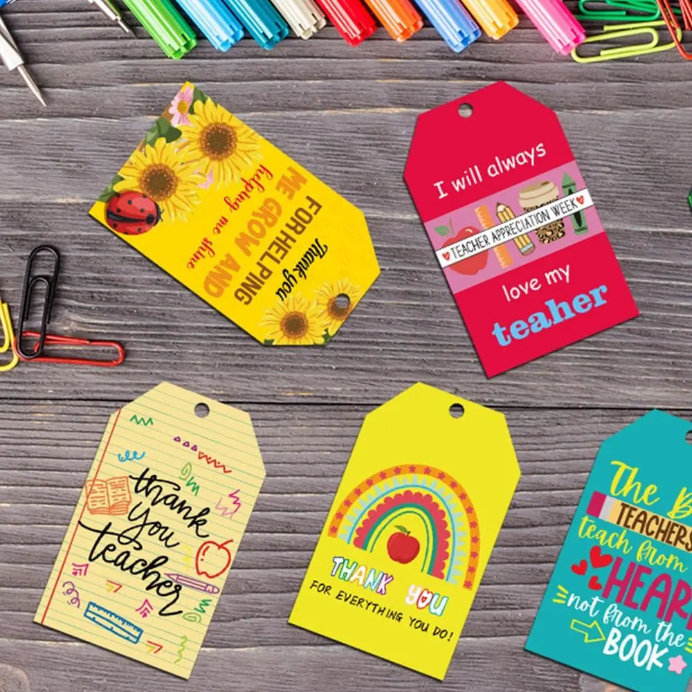 60pcs Teacher Appreciation Gift Tags | Hanging Cards & Cupcake Tags